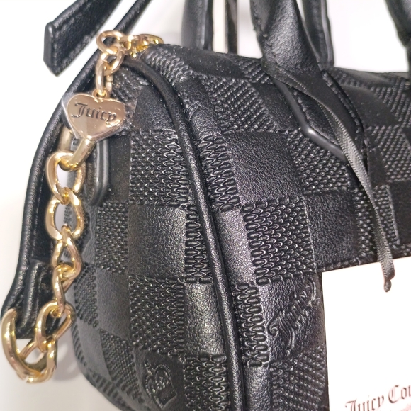 Juicy Couture Miss Independent Black Checker Mini Satchel with Cherry Charm - Picture 13 of 13